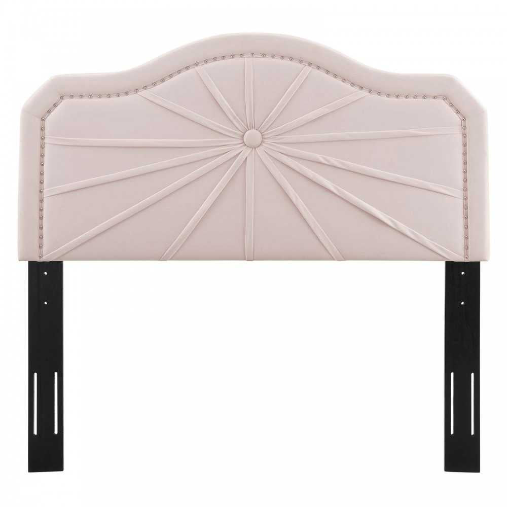 Kristin Pleated Performance Velvet Full/Queen Headboard, Pink