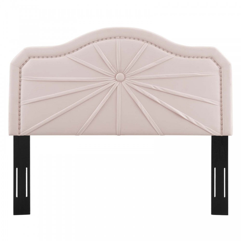 Kristin Pleated Performance Velvet Full/Queen Headboard, Pink