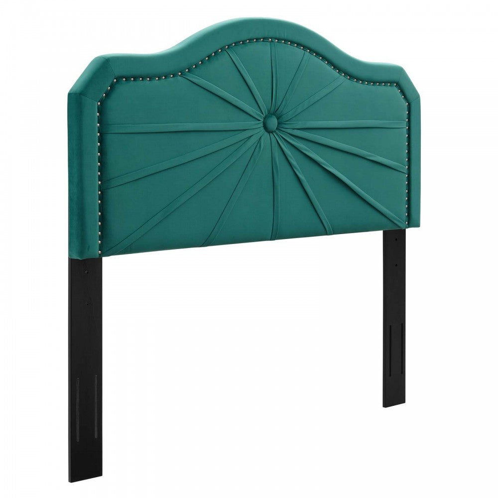 Kristin Pleated Performance Velvet Full/Queen Headboard, Teal