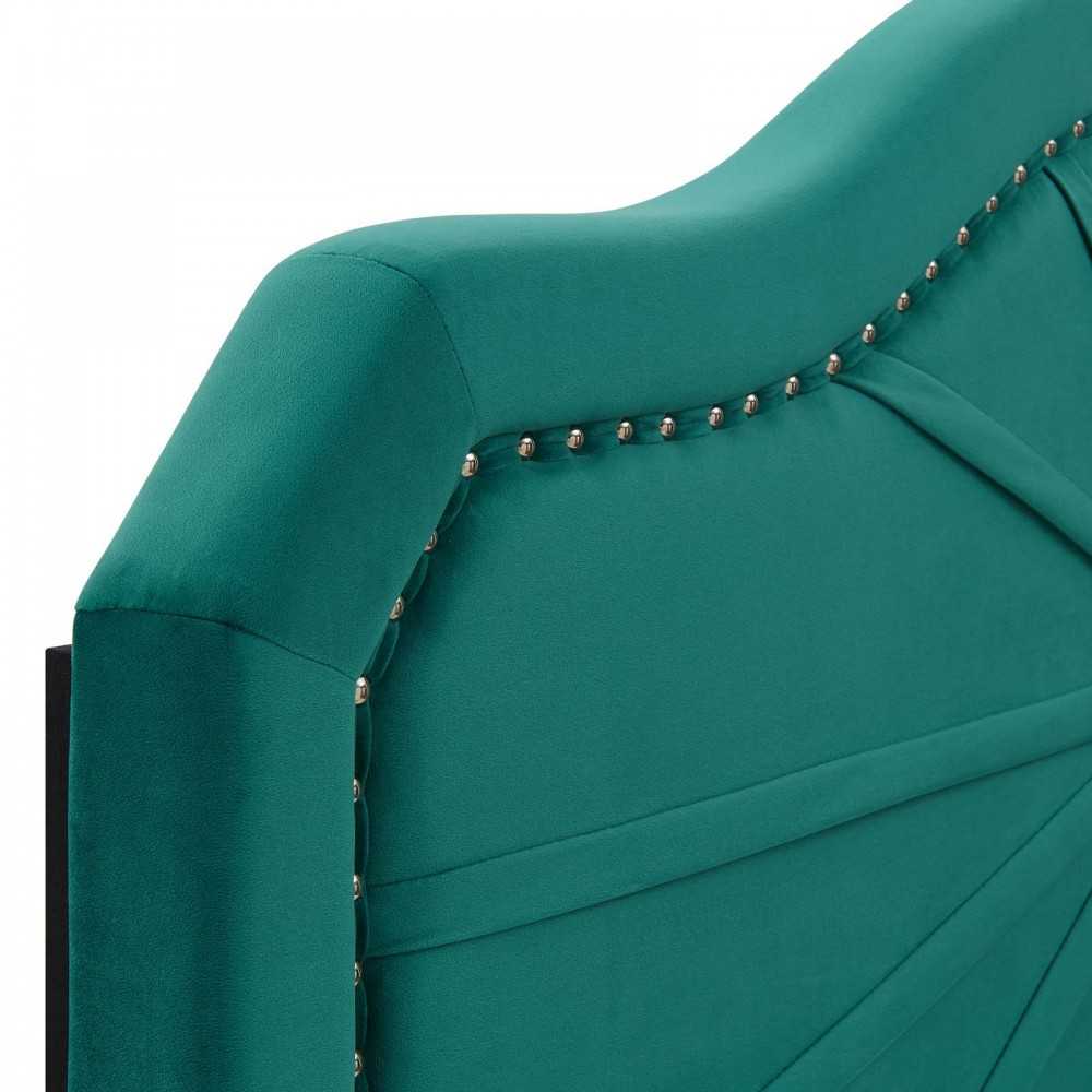 Kristin Pleated Performance Velvet Full/Queen Headboard, Teal