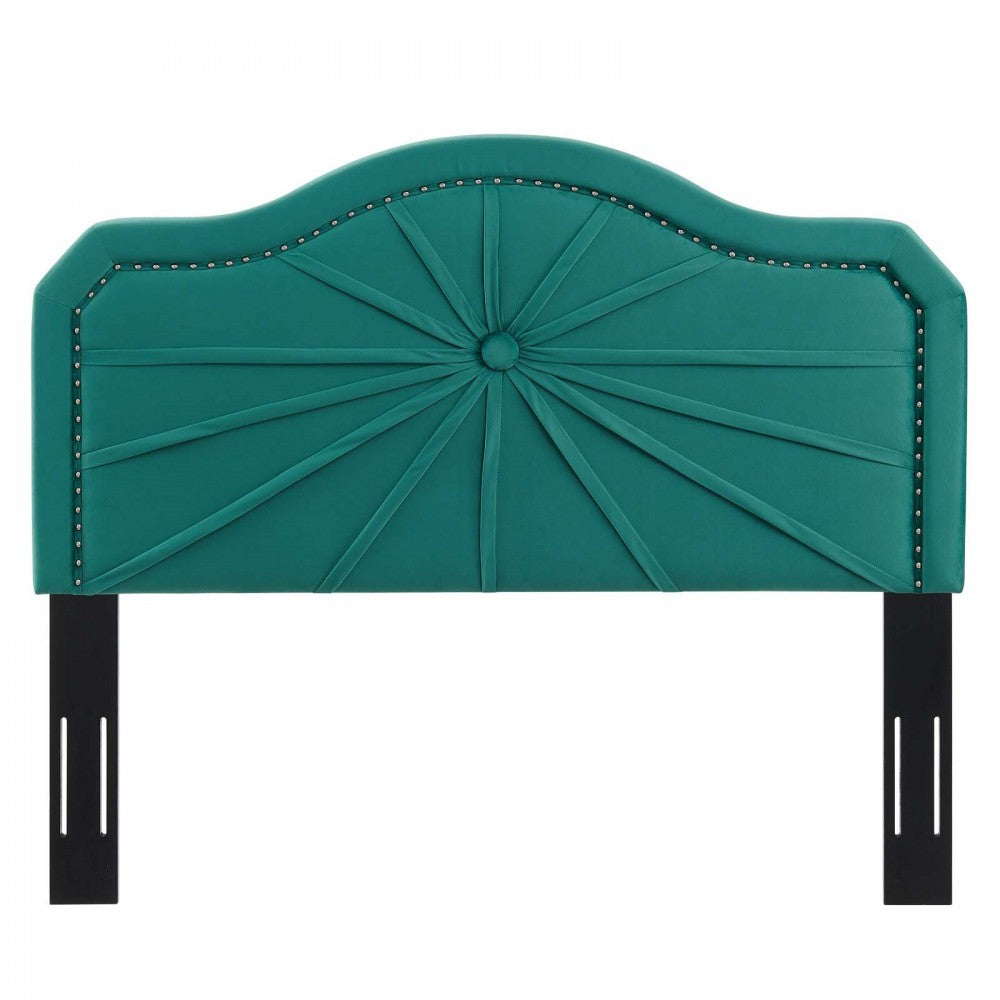 Kristin Pleated Performance Velvet Full/Queen Headboard, Teal