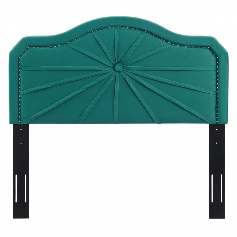 Kristin Pleated Performance Velvet Full/Queen Headboard, Teal