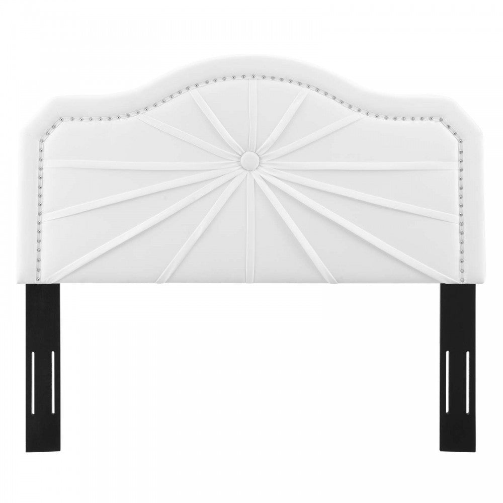 Kristin Pleated Performance Velvet Full/Queen Headboard, White