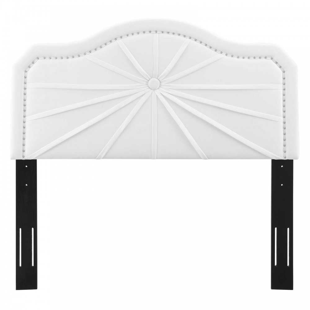 Kristin Pleated Performance Velvet Full/Queen Headboard, White