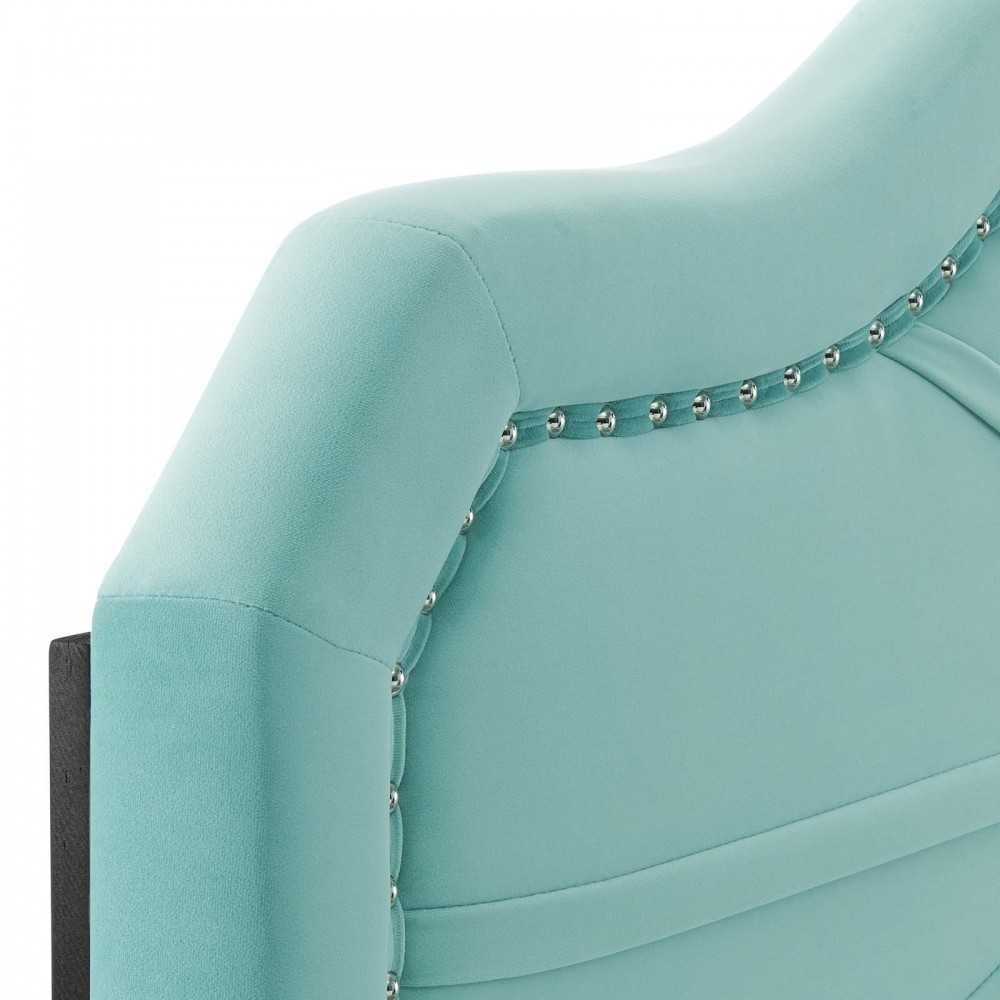 Kristin Pleated Performance Velvet King/California King Headboard, Mint
