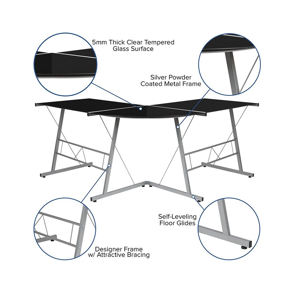 L-Shaped Desk 83.5" Computer Corner Desk, Gaming Corner Desk, Home Office Corner Desk, Gaming Desk, Easy to Assemble, Black