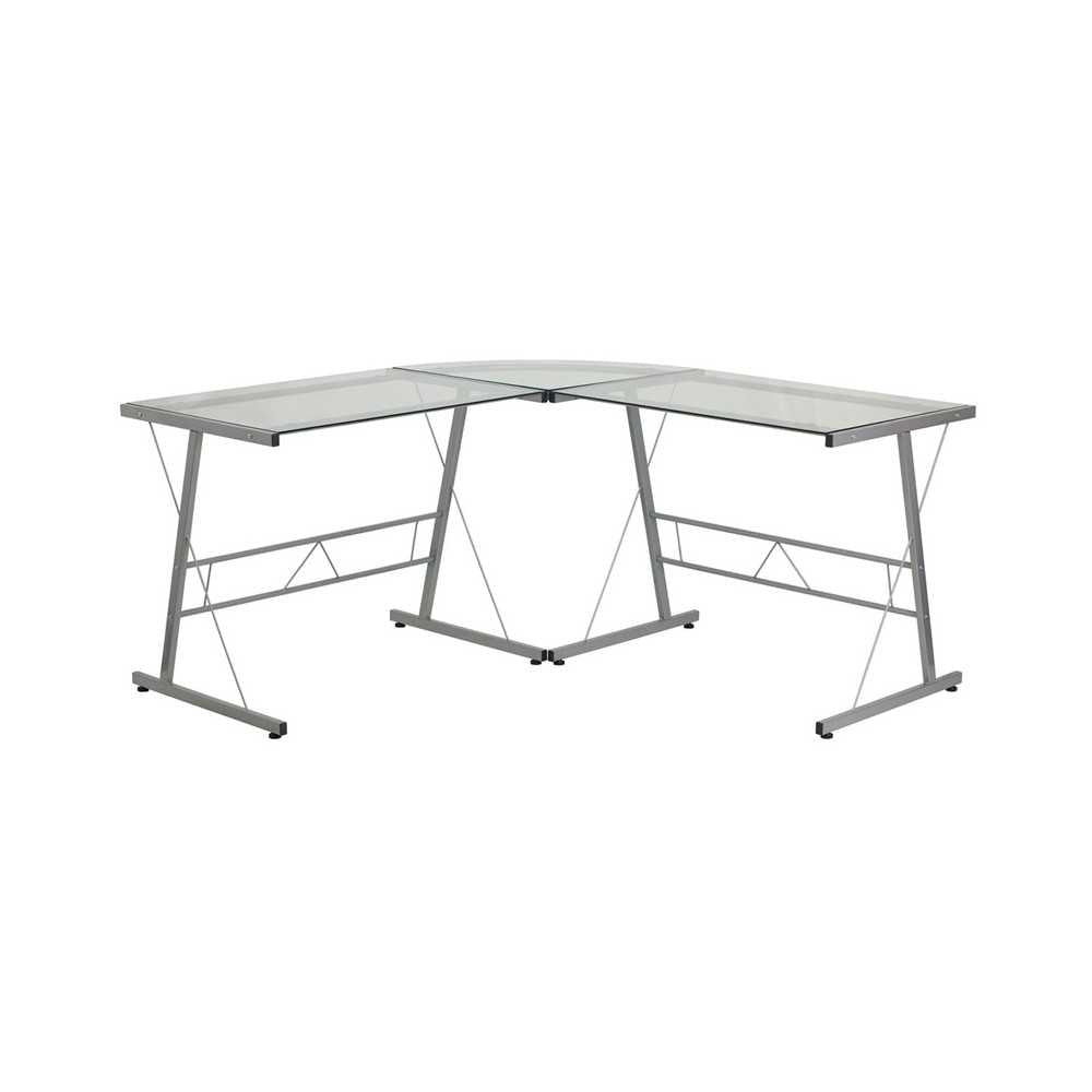 L-Shaped Desk 83.5" Computer Corner Desk, Gaming Corner Desk, Home Office Corner Desk, Gaming Desk, Easy to Assemble, Clear