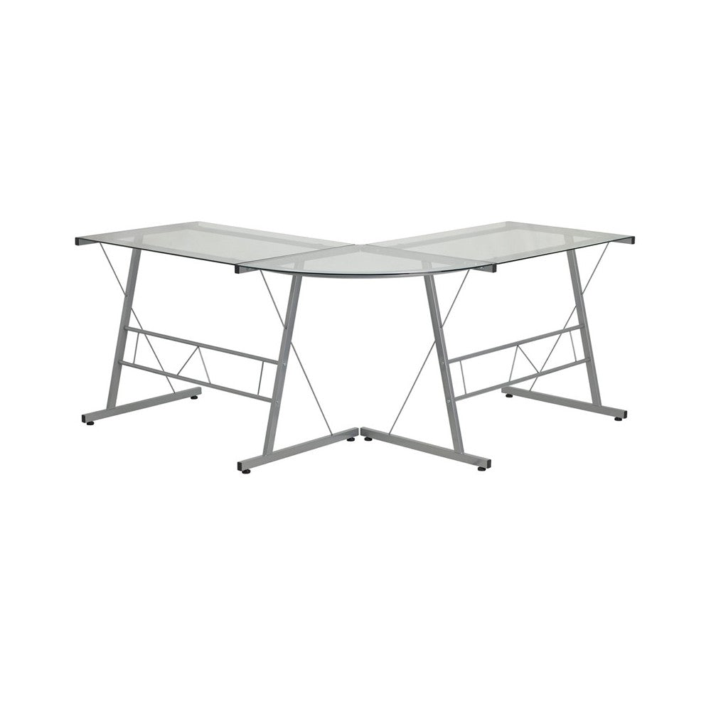 L-Shaped Desk 83.5" Computer Corner Desk, Gaming Corner Desk, Home Office Corner Desk, Gaming Desk, Easy to Assemble, Clear