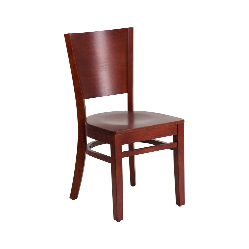 Lacey Series Solid Back Mahogany Wood Restaurant Chair