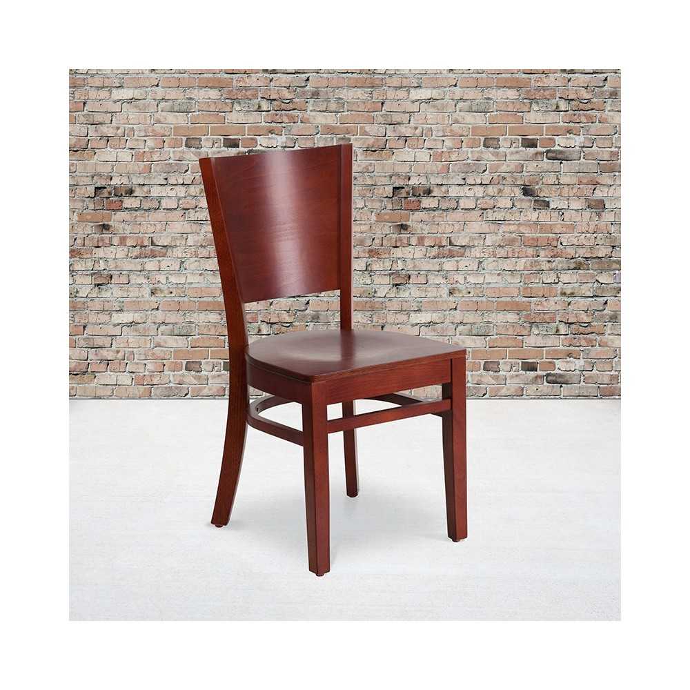 Lacey Series Solid Back Mahogany Wood Restaurant Chair