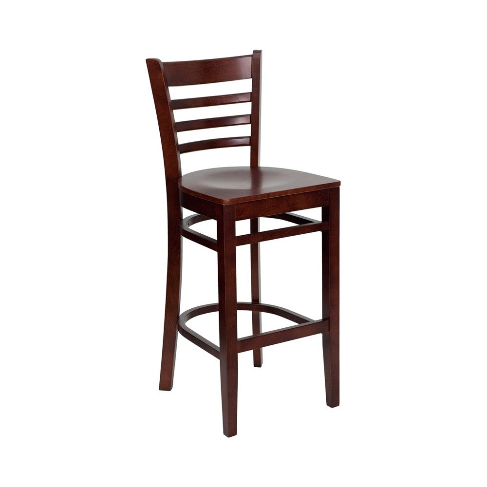 Ladder Back Mahogany Wood Restaurant Barstool