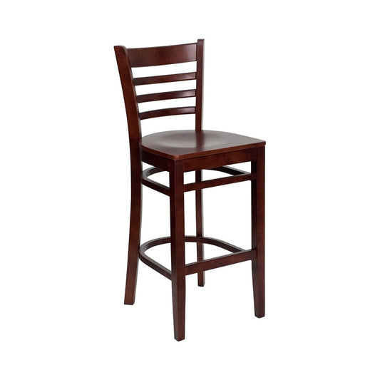 Ladder Back Mahogany Wood Restaurant Barstool