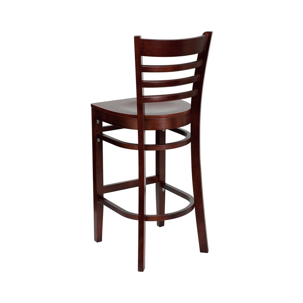 Ladder Back Mahogany Wood Restaurant Barstool