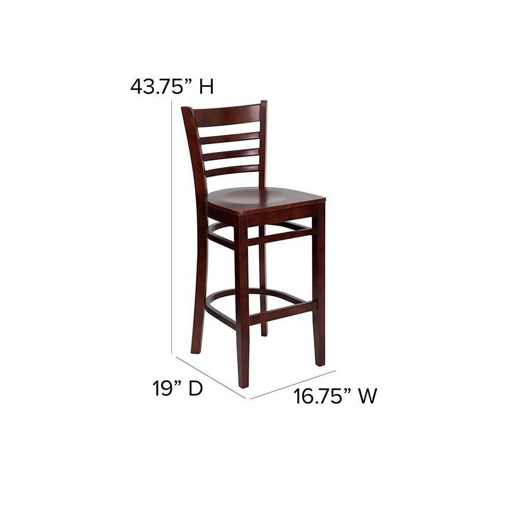Ladder Back Mahogany Wood Restaurant Barstool