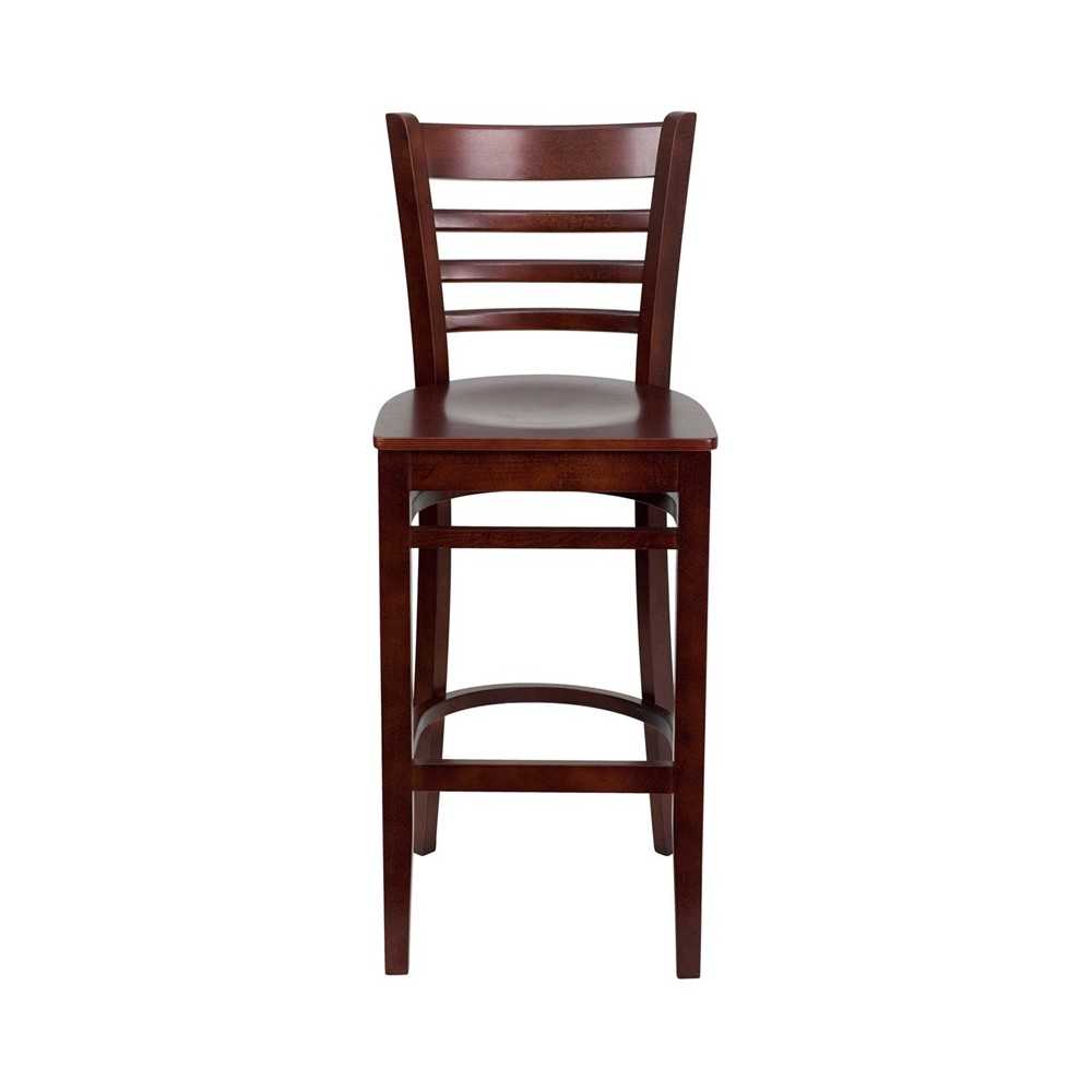 Ladder Back Mahogany Wood Restaurant Barstool