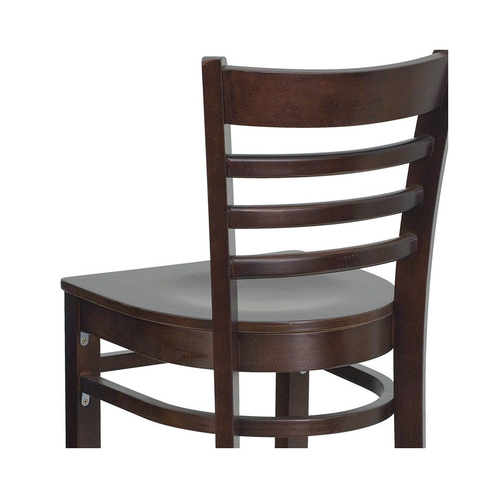 Ladder Back Walnut Wood Restaurant Barstool