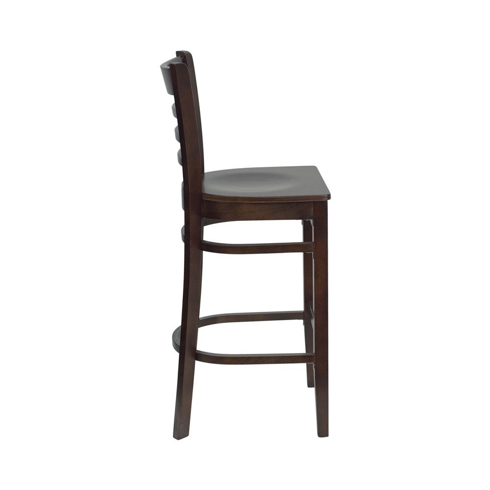 Ladder Back Walnut Wood Restaurant Barstool