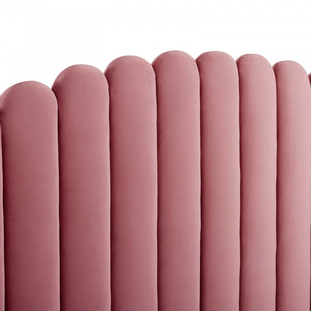 Lana Queen Performance Velvet Wingback Platform Bed, Dusty Rose