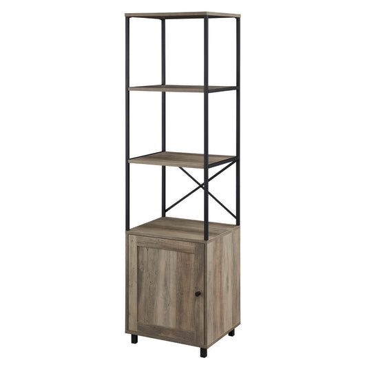 Landry 64" 1 Door Metal and Wood Media Tower - Gray Wash