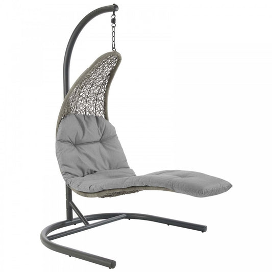 Landscape Hanging Chaise Lounge Outdoor Patio Swing Chair, White, EEI-2952-LGR-GRY