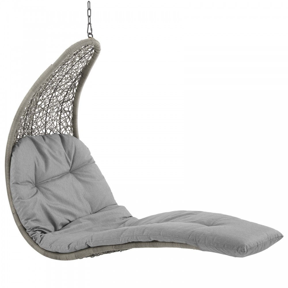 Landscape Hanging Chaise Lounge Outdoor Patio Swing Chair, White, EEI-2952-LGR-GRY