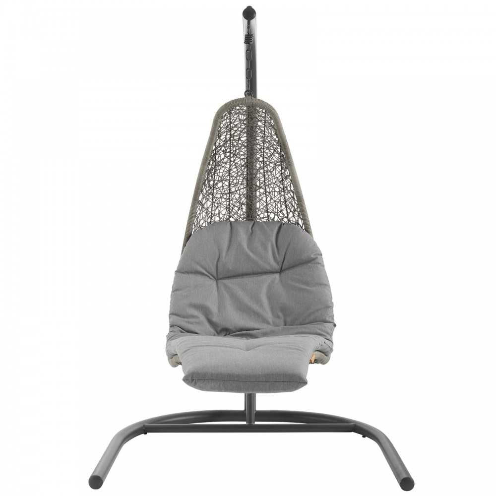 Landscape Hanging Chaise Lounge Outdoor Patio Swing Chair, White, EEI-2952-LGR-GRY
