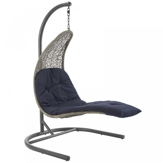 Landscape Hanging Chaise Lounge Outdoor Patio Swing Chair, Gray