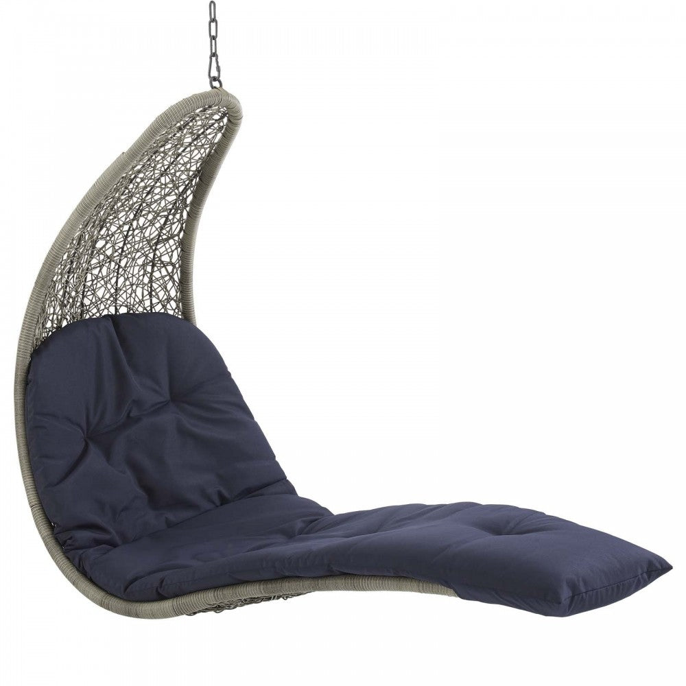 Landscape Hanging Chaise Lounge Outdoor Patio Swing Chair, Gray