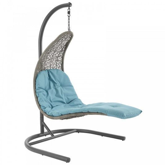 Landscape Hanging Chaise Lounge Outdoor Patio Swing Chair, White, EEI-2952-LGR-TRQ