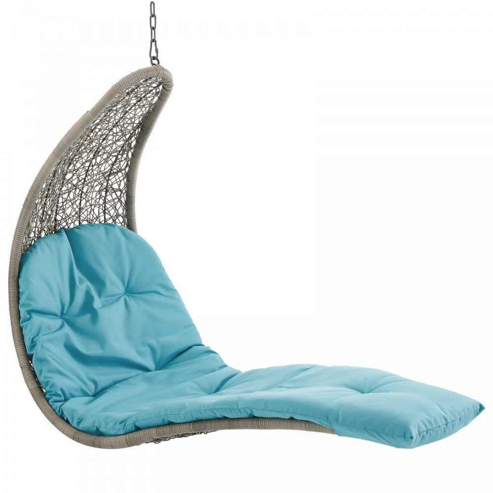 Landscape Hanging Chaise Lounge Outdoor Patio Swing Chair, White, EEI-2952-LGR-TRQ