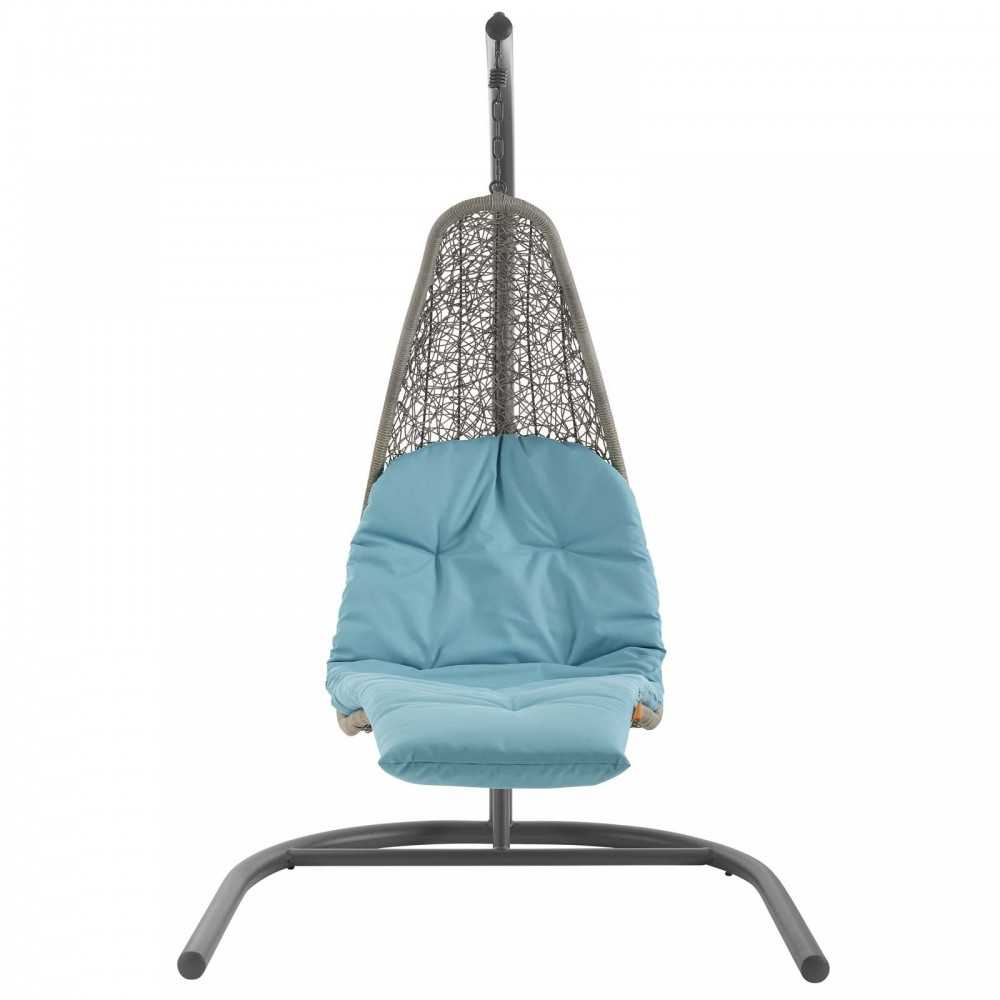 Landscape Hanging Chaise Lounge Outdoor Patio Swing Chair, White, EEI-2952-LGR-TRQ