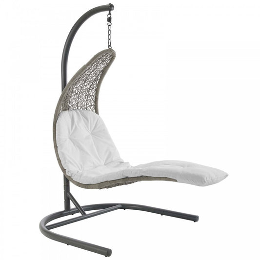 Landscape Hanging Chaise Lounge Outdoor Patio Swing Chair, White, EEI-2952-LGR-WHI