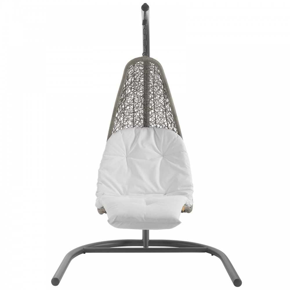 Landscape Hanging Chaise Lounge Outdoor Patio Swing Chair, White, EEI-2952-LGR-WHI
