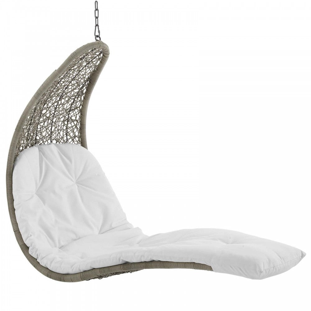 Landscape Hanging Chaise Lounge Outdoor Patio Swing Chair, White, EEI-2952-LGR-WHI