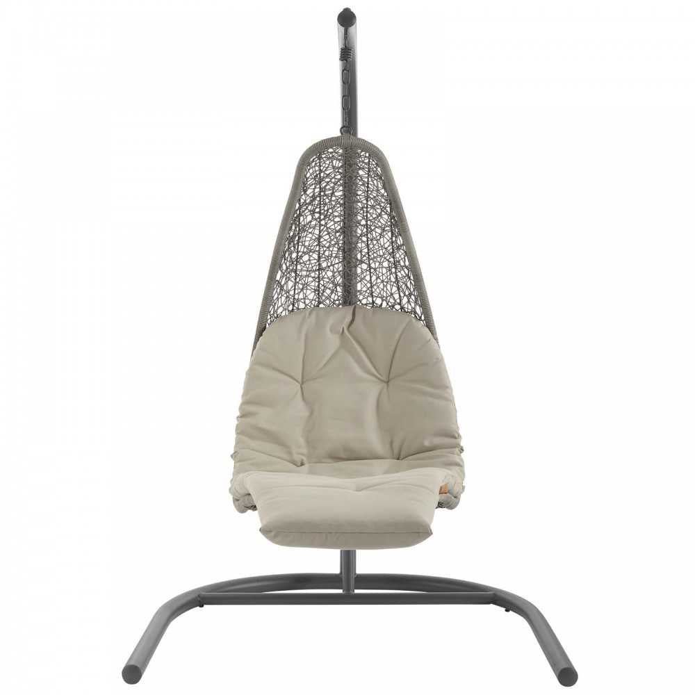 Landscape Hanging Chaise Lounge Outdoor Patio Swing Chair, White, EEI-2952-LGR-BEI