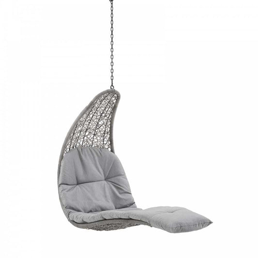 Landscape Outdoor Patio Hanging Chaise Lounge Outdoor Patio Swing Chair, Light Gray Gray