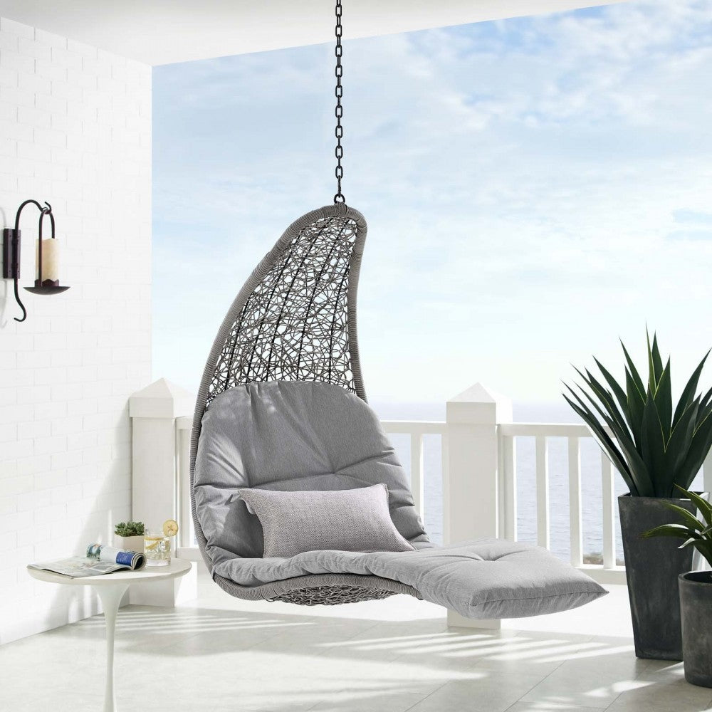 Landscape Outdoor Patio Hanging Chaise Lounge Outdoor Patio Swing Chair, Light Gray Gray
