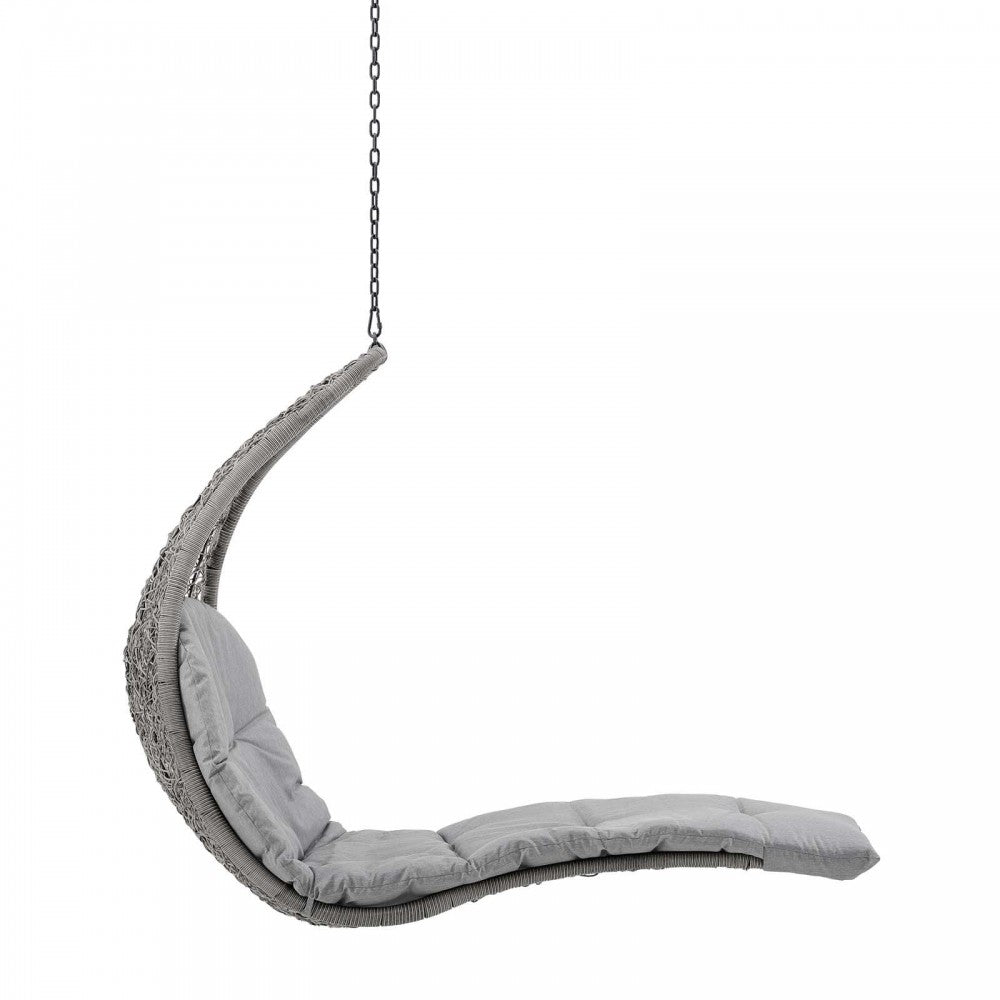 Landscape Outdoor Patio Hanging Chaise Lounge Outdoor Patio Swing Chair, Light Gray Gray