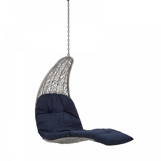 Landscape Outdoor Patio Hanging Chaise Lounge Outdoor Patio Swing Chair, Light Gray Navy