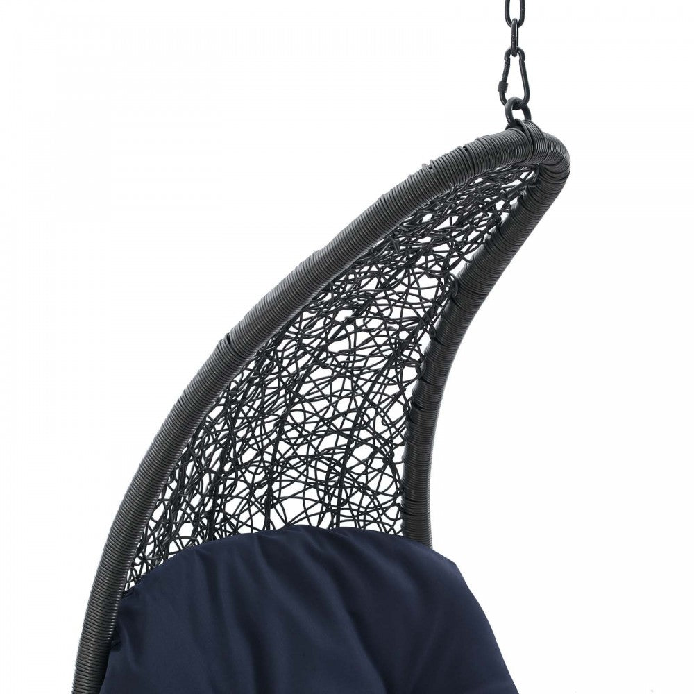 Landscape Outdoor Patio Hanging Chaise Lounge Outdoor Patio Swing Chair, Light Gray Navy