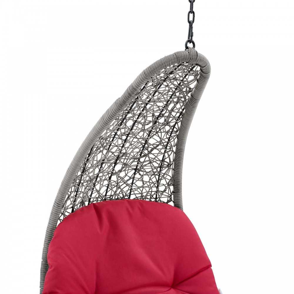 Landscape Outdoor Patio Hanging Chaise Lounge Outdoor Patio Swing Chair, Light Gray Red