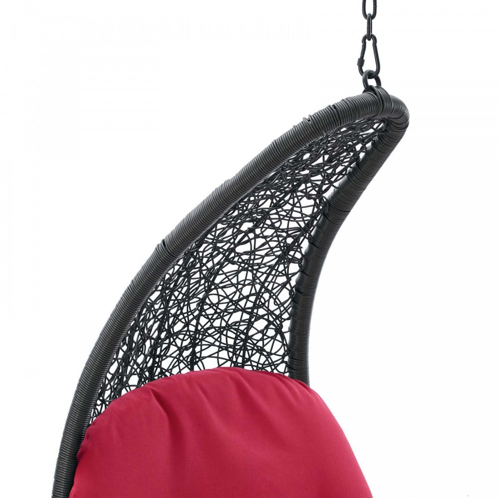 Landscape Outdoor Patio Hanging Chaise Lounge Outdoor Patio Swing Chair, Light Gray Red