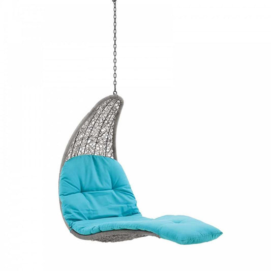 Landscape Outdoor Patio Hanging Chaise Lounge Outdoor Patio Swing Chair, Light Gray Turquoise