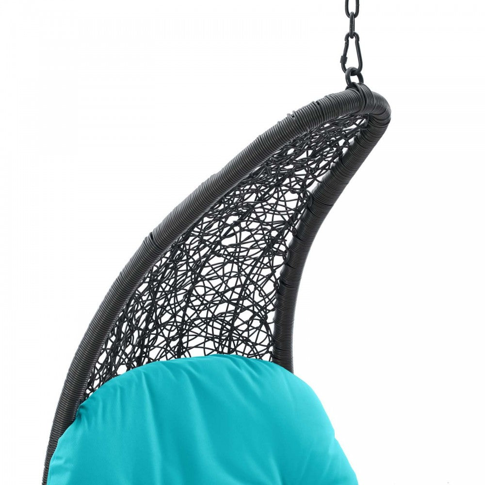 Landscape Outdoor Patio Hanging Chaise Lounge Outdoor Patio Swing Chair, Light Gray Turquoise