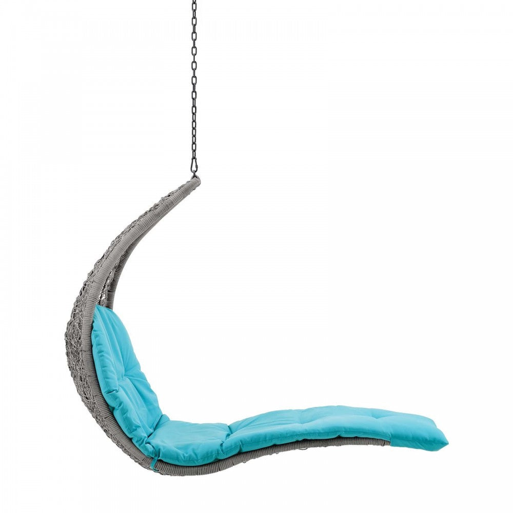 Landscape Outdoor Patio Hanging Chaise Lounge Outdoor Patio Swing Chair, Light Gray Turquoise