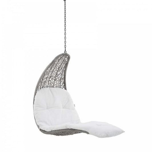 Landscape Outdoor Patio Hanging Chaise Lounge Outdoor Patio Swing Chair, Light Gray White