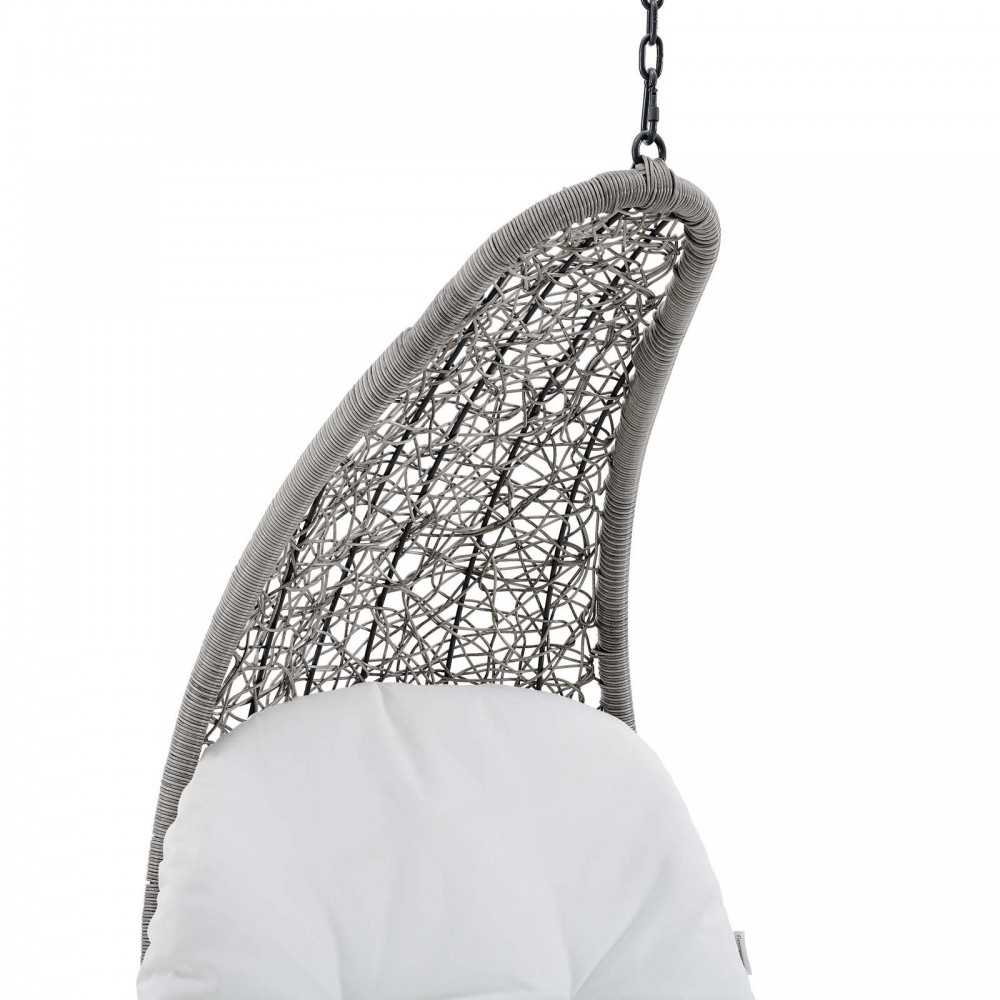 Landscape Outdoor Patio Hanging Chaise Lounge Outdoor Patio Swing Chair, Light Gray White