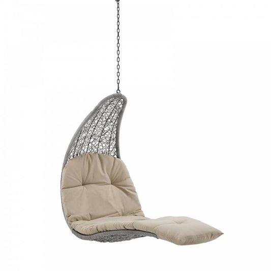 Landscape Outdoor Patio Hanging Chaise Lounge Outdoor Patio Swing Chair, Light Gray Beige