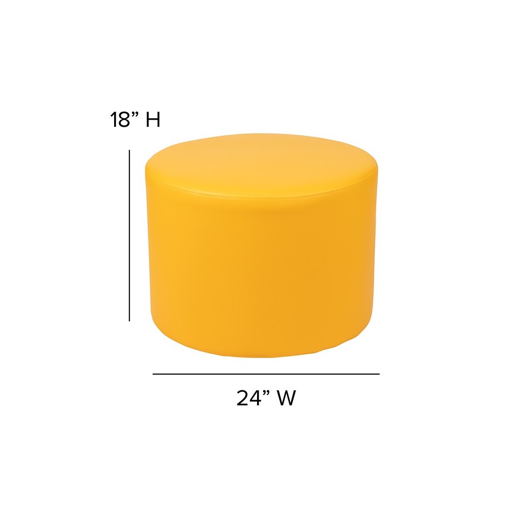 Large Soft Seating Collaborative Circle for Classrooms and Common Spaces - Yellow (18" Height x 24" Diameter)