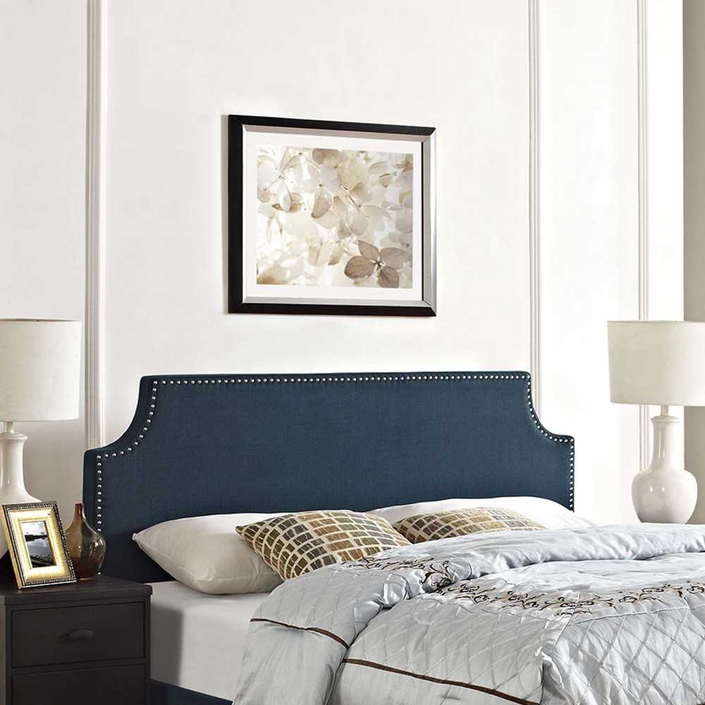 Laura Full Upholstered Fabric Headboard, Azure